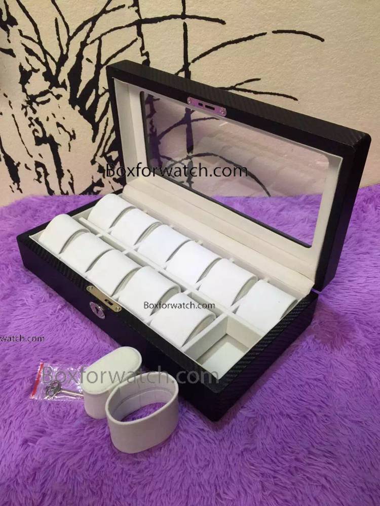 Wholesale Black Leather Watch Box Display - 12 Slots Watch Box